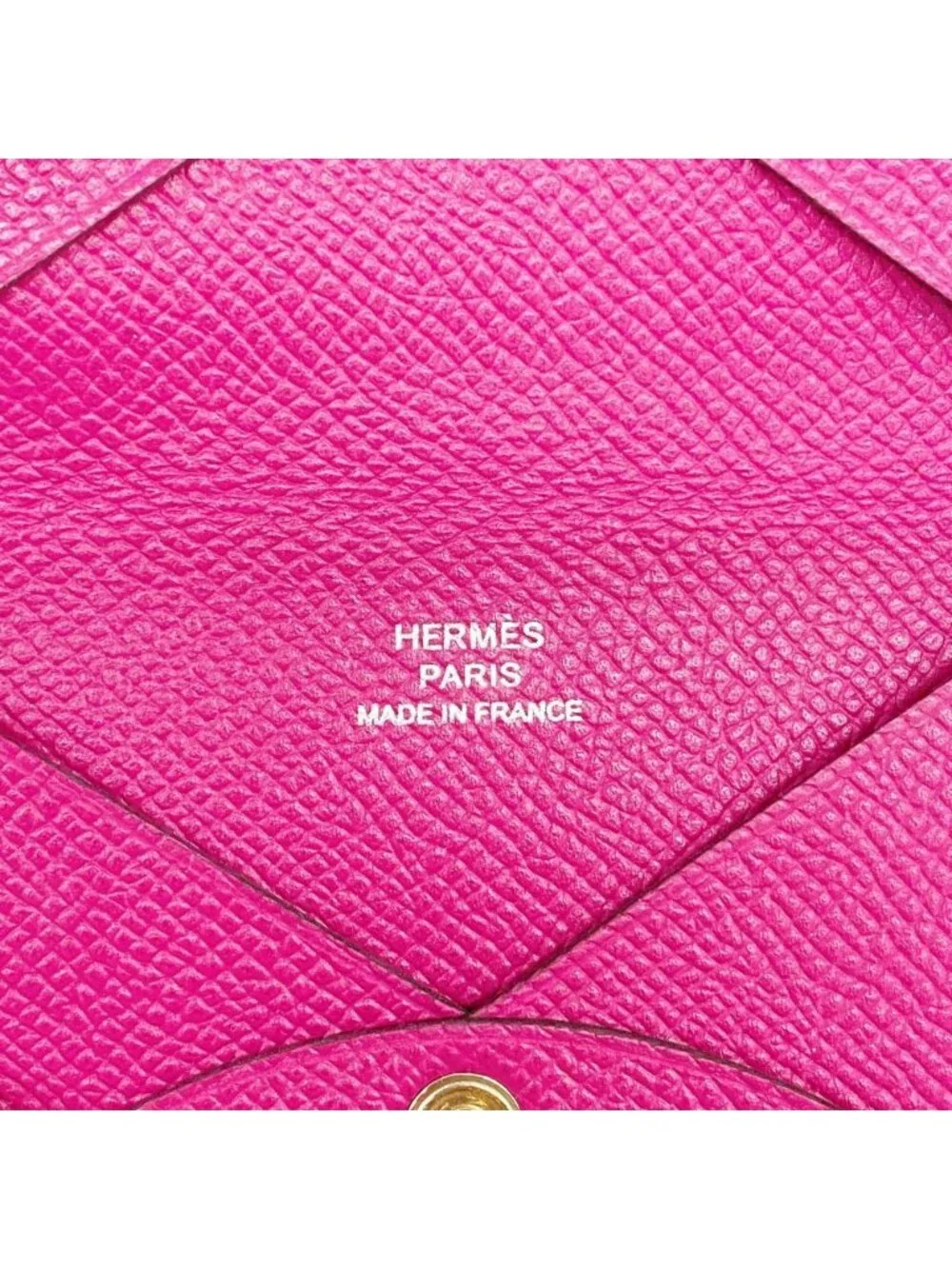 Hermes Card Case Calvi Veau Epsom Rose Purple Silver